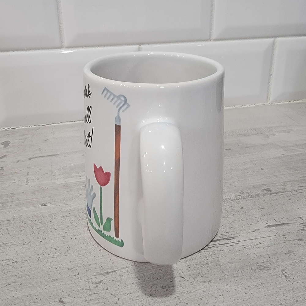 Vintage Watering Can Shaped Coffee Mug White Ceramic Tulips Gardening Cup - Picture 7 of 17